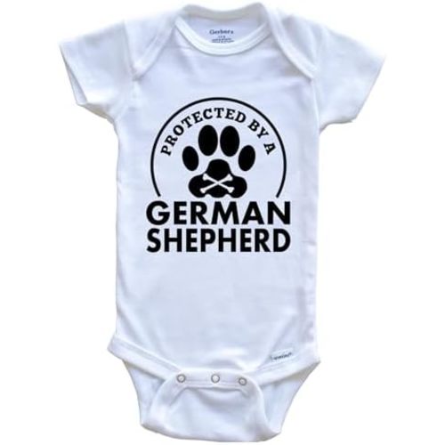 Protected by A German Shepherd Funny One Piece Baby Bodysuit