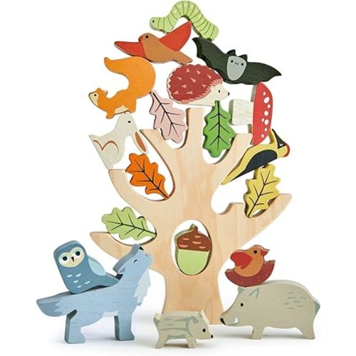 Tender Leaf Toys - Stacking Forest - Wooden Animal Balancing Game for Children and Toddlers - Manual Dexterity and Cognitive Development for Ages 18 Months+