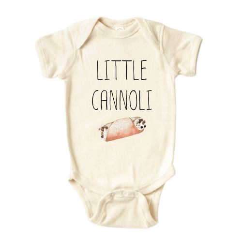Little Cannoli Cute Baby Bodysuit Dessert Pastry Shirt Premium Custom Clothes Unisex Baby Gift for Mom Newborn 18m Natural