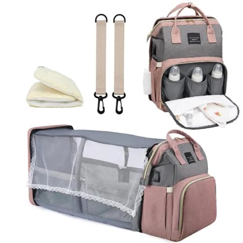 Baby Diaper Bag Backpack with Changing Station, USB Charging Port, Waterproof, Insulated Pacifier Case, Large Capacity, Multifunctional Travel Backpack for Moms & Dads, Newborn Essentials