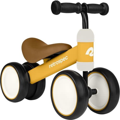 Retrospec Cricket Baby Walker Balance Bike with 4 Wheels for Ages 12-24 Months - Baby Toys & Toddler Toys for 1 Year Olds - Ride On Bicycle - Boys & Girls