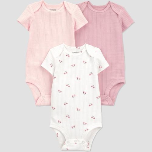 Carter's Just One You® Baby Girls' 3pk Floral Bodysuit - Ivory/Pink 3M