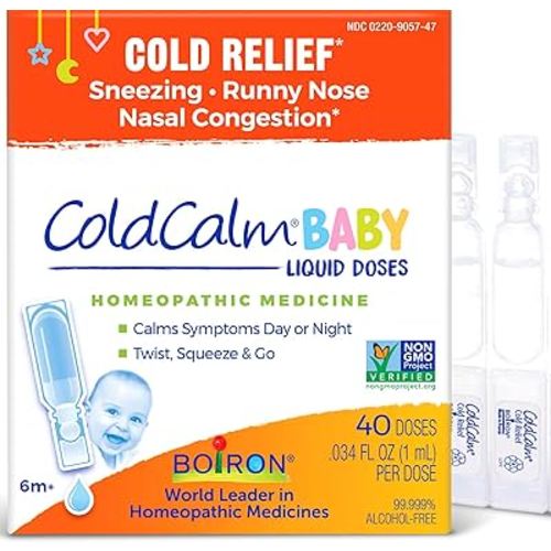 Boiron ColdCalm Baby 40 Count Bundle - Single-Use Drops for Relief from Cold Symptoms of Sneezing, Runny Nose, and Nasal Congestion - Sterile, Non-Drowsy Calm (8 Packets with 5 Liquid Doses)
