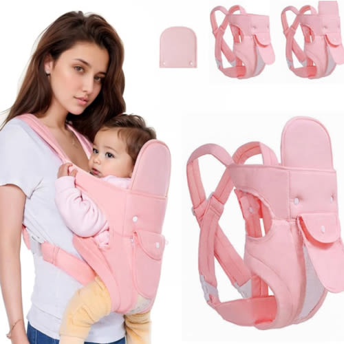 4-in-1 Baby Carrier Newborn to Toddler, Infant Carrier Ergonomic Adjustable Holder Portable Convertible Front and Back Backpack Carry for Infants Toddlers Babies 7-45 Pounds (Pink)