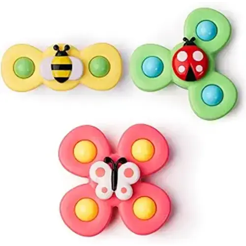 LiKee Strong Suction Cup Fidget Rotating Sensory Bath Toys for Baby Christmas Stocking Stuffers, Airplane Car Travel Table & Window Toys for Toddler Boys and Girls, 10+ Months