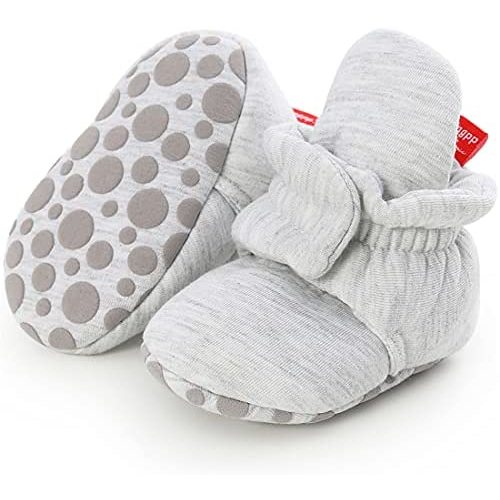 ohsofy Newborn Baby Cotton Booties Stay On Slipper Winter Warm Soft Shoes Non-Skid Infant Ankle Boots Crib Shoes