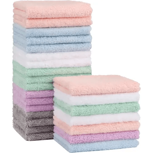 Orighty Baby Washcloths 24-Pack(7''x9''), Microfiber Coral Fleece Baby Towels, Super Soft and Absorbent Wash Cloths for Newborns, Infants and Toddlers, Gentle on Delicate Skin for Face Hands and Body