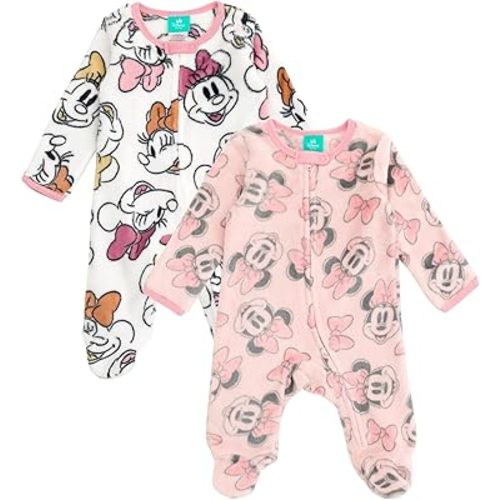 Disney Minnie Mouse Baby Girls Fleece 2 Pack Woobie Coveralls Newborn to Infant Sizes (Newborn - 24 Months)
