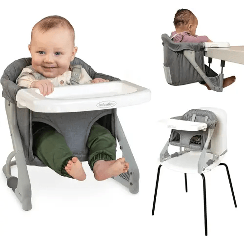Infantino The Ultimate Travel Booster, Versatile and Travel-Friendly Booster, High Chair and Seat for On-The-Go Families, Gray