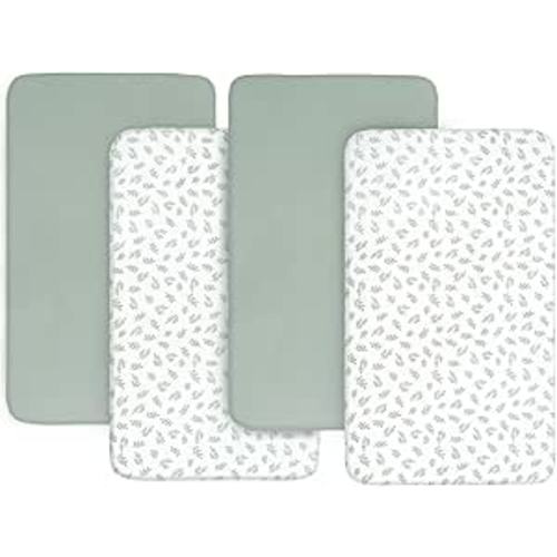 Baby Bassinet Sheets 4 Pack Compatible with ANGELBLISS, BIERUM, COWIEWIE, Fodoss, and BCOL Baby Bassinet, Ultra Soft & Skin-Friendly, Washer & Dryer, Green