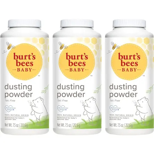 Burt's Bees Baby Dusting Powder, 100% Natural Origin, Talc-Free, Pediatrician Tested, 7.5 Ounces, Pack of 3, Pack May Vary