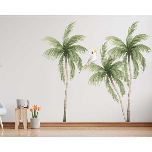 Baby Safari Animals Watercolor Wall Decal, Watercolor Wall Sticker, Nursery Mural, Lion, Elephant Wall Decal, Peel and Stick Tree Decal