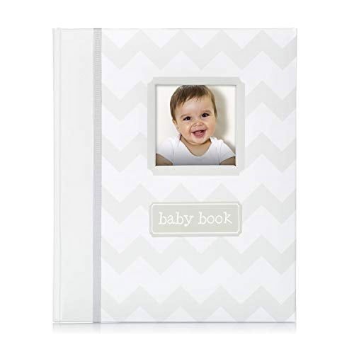 Little Pear Baby Memory Book and Photo Album for Baby Girl or Boy, Gender-Neutral, Gray Chevron