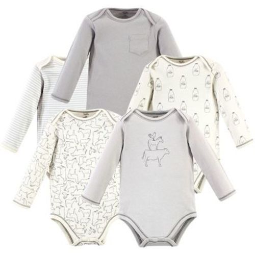 Touched By Nature Organic Cotton Long-sleeve Bodysuits 5pk, Farm Friends, 12-18 Months