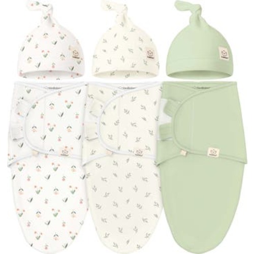 3-Pack Soothe Swaddle Wraps with Knot Hats, Medium