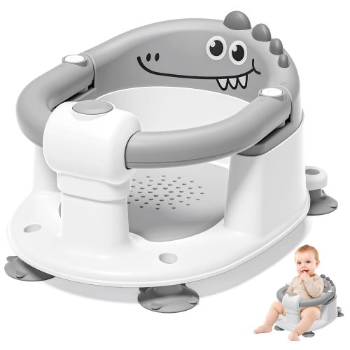 Amazon.com: Baby Bath Seat for Babies 5 Months & Up, Baby Bath Chair for Sitting Up | Infant and toddler bathtub seat with openable armrests, perforated TPE insert and 4 suction cups for smooth tub surfaces