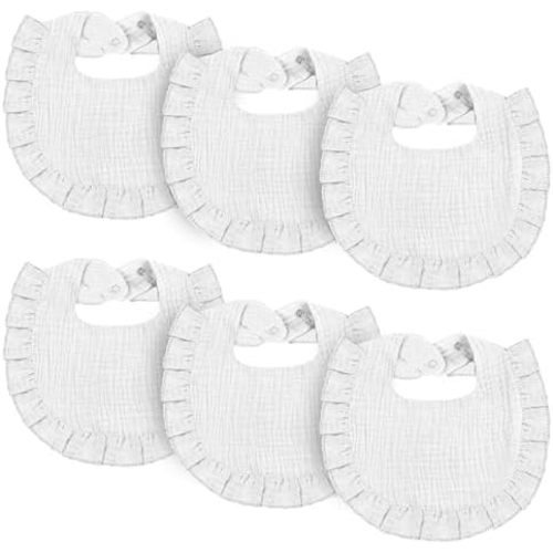 Oiomniv Muslin Baby Bibs, 6-Pack Bandana Drool Bibs Soft Cotton Adjustable Unisex Newborn, Toddler for Drooling Teething