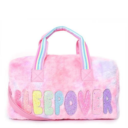 'Sleepover' Pink Plush Large Duffle Bag | OMG Accessories