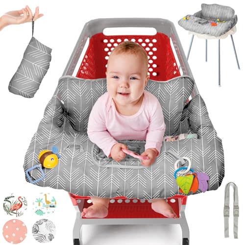 Shopping Cart Cover for Baby PILLANI, High Chair Cover for Restaurant Seat, Grocery Cart Cover for Baby Girl and Boy, Cotton Buggy Covers for Babies, Toddler Shopping Cart Cover