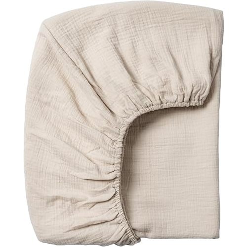 Meracorallo Muslin Fitted Crib Sheet, Soft and Breathable Baby Crib Sheet for Standard Crib and Toddler Mattresses, Cream