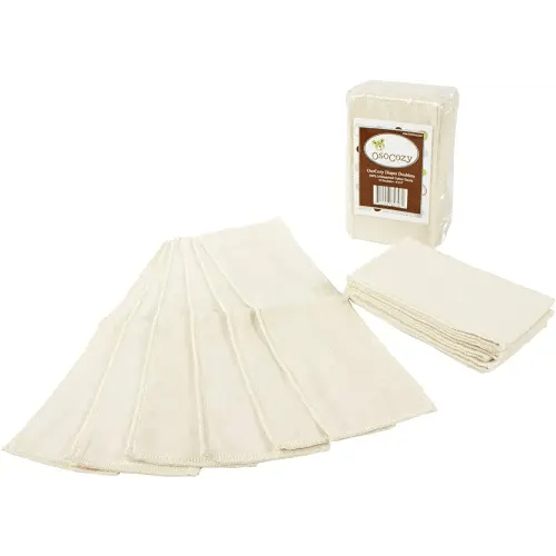 OsoCozy Gauze Cloth Diaper Doublers - 100% Unbleached Gauze Weaved Cotton, 4x12 inches, 6 Layers Thick. Add Extra Absorbency to Your Cloth Diapers - 12 Pack