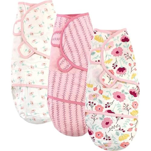 Touched by Nature Unisex Baby Organic Cotton Swaddle Wraps, Botanical, 0-3 Months