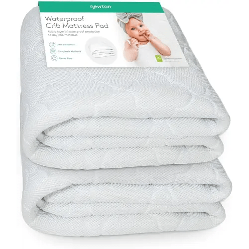Newton Baby Waterproof Crib Mattress Pad | 100% Breathable Quilted Layer for Comfort & Universal Fitted Skirt for Secure Fit | Machine Washable | Crib Mattress Protector Pad Waterproof, 2 Packs