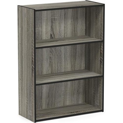 Furinno Pasir 3-Tier Open Shelf Bookcase, French Oak Grey