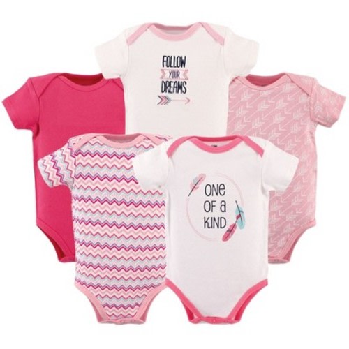 Hudson Baby Infant Girl Cotton Bodysuits 5pk, One Of A Kind, 0-3 Months
