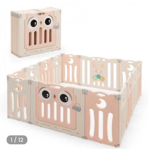 14-Panel Baby Playpen Kids Activity Center Foldable Play Yard with Lock Door