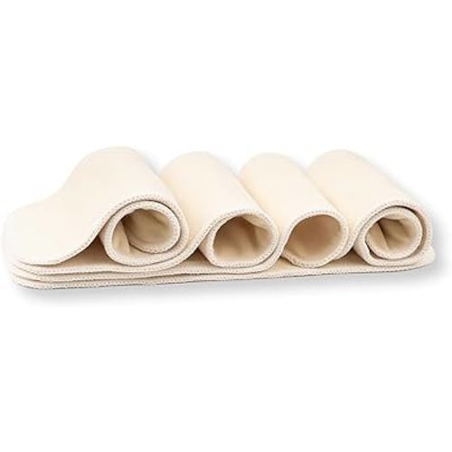 Nora's Nursery Hemp Inserts for Cloth Diapers – 4-Layer Super Absorbent, Washable & Reusable Diaper Liners with Snap - 13" x 15" - Perfect Fit for All Cloth Diaper Sizes - 5 Pack
