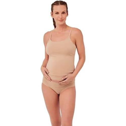 Pact Organic Cotton Maternity Camisole, Adjustable Nursing Tops Built-in Bra for Easy Breastfeeding