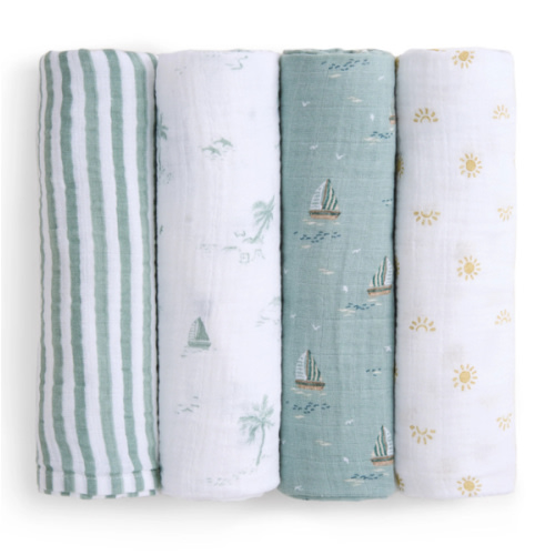 aden + anais Organic Cotton Muslin Swaddles in Sailing Seas 4 Pack
