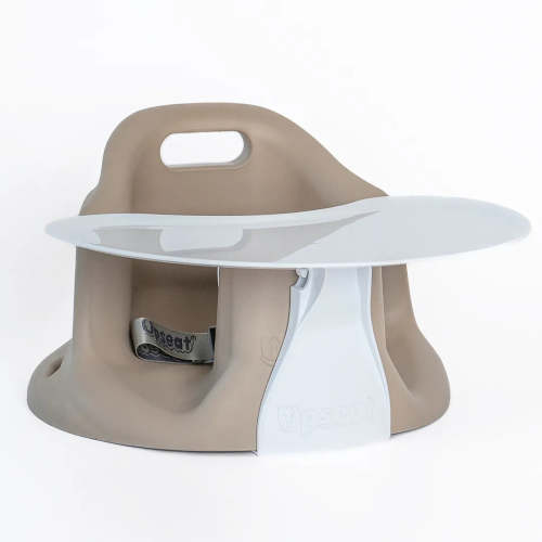 Ergonomic Baby Floor And Booster Seat With Tray - Taupe