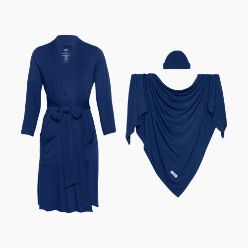 Posh Peanut Mommy Robe and Swaddle Gift Set - Sailor Blue, Small
