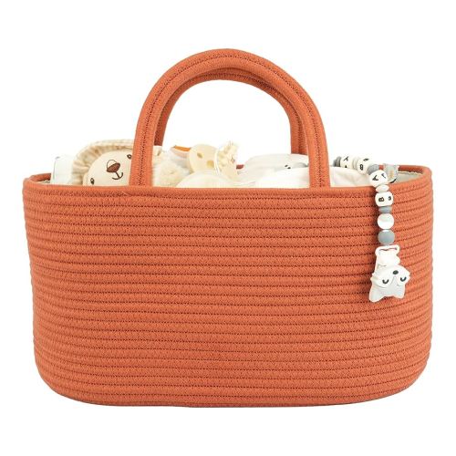Large Baby Diaper Caddy Organizer for Girl Boy Rope Nursery Storage Bin Basket Portable Holder Tote Bag for Changing Table Car Travel Baby Shower Gifts Registry Must Haves Rustic
