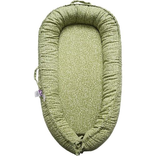 Infant Lounger, Baby Nest Cover for Baby Girls & Boys, Newborn Essentials for Baby 0-12 Months, 100% Cotton Breathable, Portable Travel Bed (Green_Wonder, Cotton_Muslin)