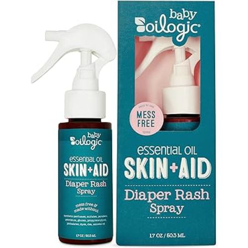 Oilogic Diaper Rash Spray for Baby, 1.7oz - Gentle Baby Skin Care Product with Essential Oils Soothes & Moisturizes Skin - Hygienic Cream Alternative for Mess-Free Application Between Diaper Changes