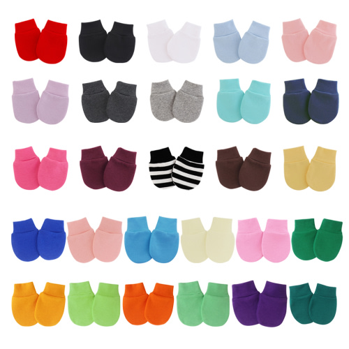Baby Anti-scratch Face Gloves Protective Spandex Cotton Solid Color Newborn Mittens