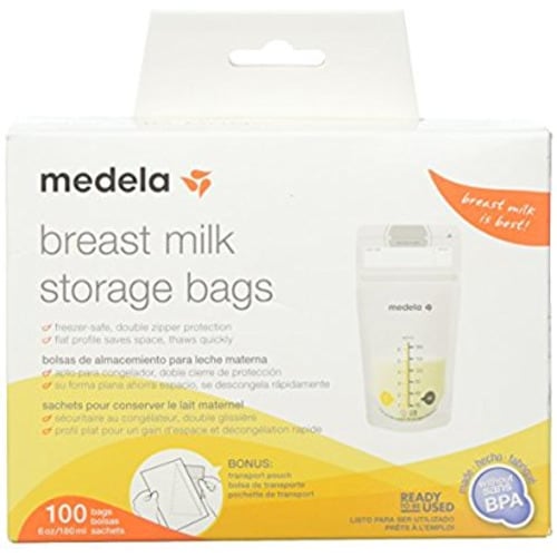 Medela, Breast Milk Storage Bags, Ready to Use, Milk Storage Bags for Breastfeeding, Self-Standing Bag, Space-Saving Flat Profile, Hygienically Pre-Sealed, 6 oz. Capacity, 100 Count