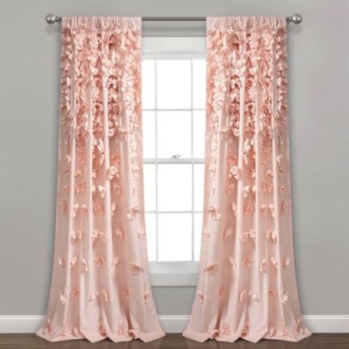84"x54" Riley Sheer Window Curtain Ivory - Lush Décor: Off-White Polyester Rod Pocket Panel