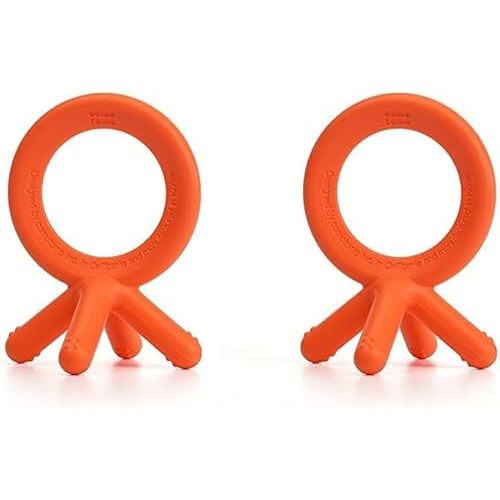 Comotomo Silicone Baby Teether, Orange (Pack of 2)