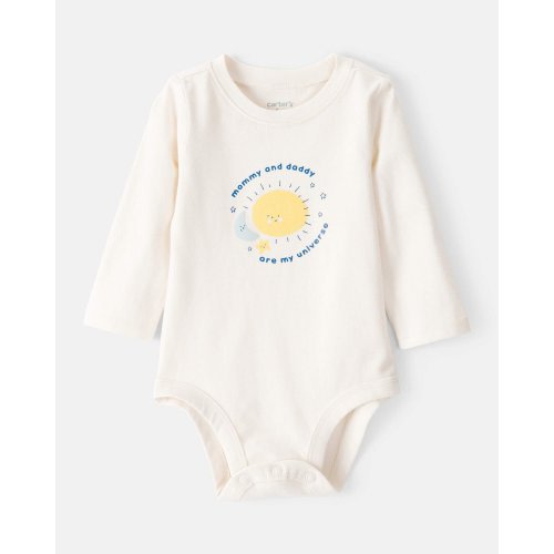 Baby "Mommy & Daddy Are My Universe" Cotton Long-Sleeve Graphic Bodysuit - Ivory - Carter's | Carter's