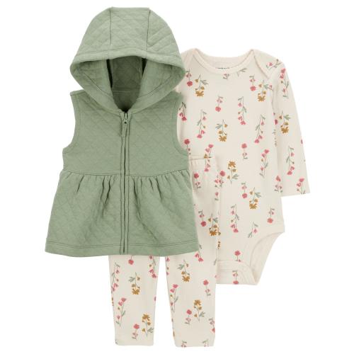 Carter's Child of Mine Baby Girl Vest Outfit Set, 3-Piece, Sizes 0/3-24 Months