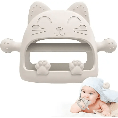 Baby Teether-Teething Toys for Babies 0-6 Months-Silicone Teething Mitt with Cute Cat Shape Baby Toys 6 to 12 Months,Newborn Essentials Must Haves for Teething Relief,Ideal Baby Shower Gifts for Moms