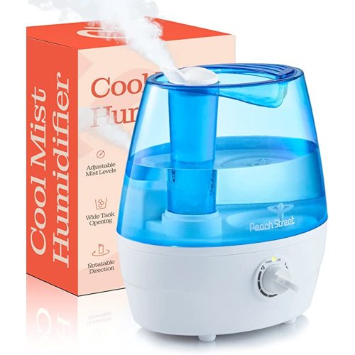Cool Mist Humidifiers for Bedroom - 2.2L Water Tank, Baby, Office, Quiet Ultrasonic Air Vaporizer, Adjustable Mist Level, 360 Nozzle Rotation, Auto-Shut Off, Large Area Humidifier Easy Fill and Clean - Blue