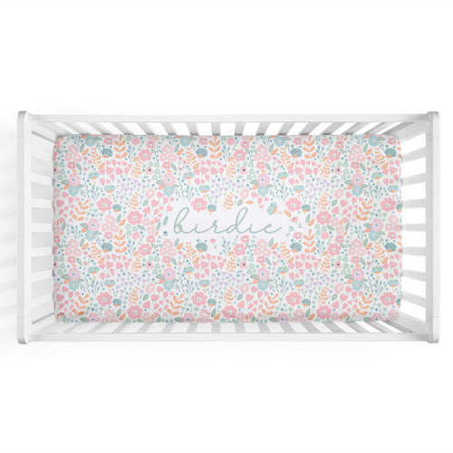 Willow's Whimsy Floral Personalized Crib Sheet