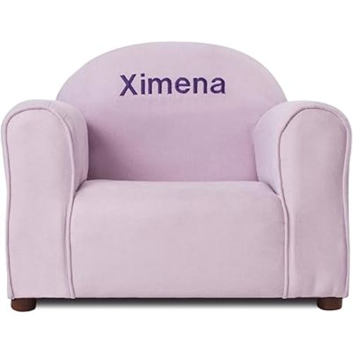 Personalized Toddler Chair, Customize with Name, Soft Microsuede Upholstery, Embroidered Kids Armchair, Sturdy Wooden Frame, Easy to Clean, Ages 2–5, Gift-Ready Toddler Chair for Playrooms.