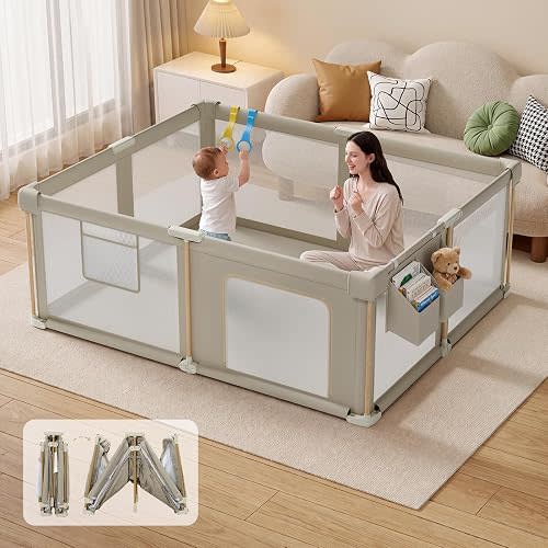 Foldable Baby Playpen 51" x 59" Collapsible Playpen for Babies and Toddlers
