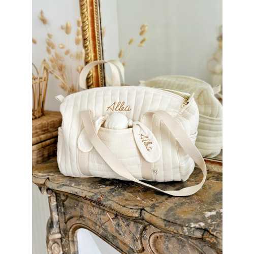 Ecru cotton gauze diaper bag